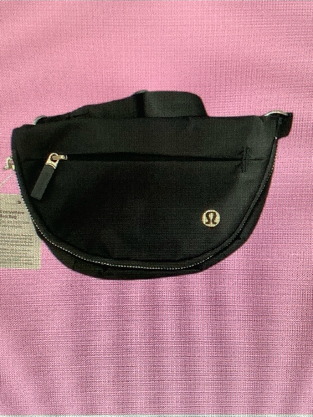 lululemon athletica Black Waist Pack with Silver Logo Accent